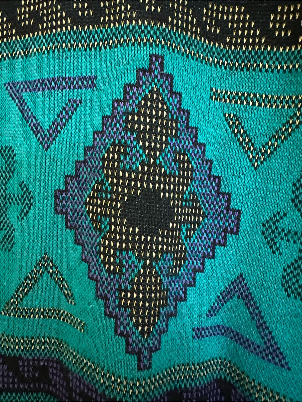 Vtg Lady Carol Aztec Western Knit Sweater Art To Wear Usa 80s 90s Size 3X - Picture 2 of 6
